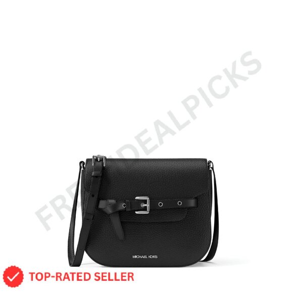 Small Saddle Crossbody Bag Elegant Minimal Chic Pebbled Leather Trapezoid